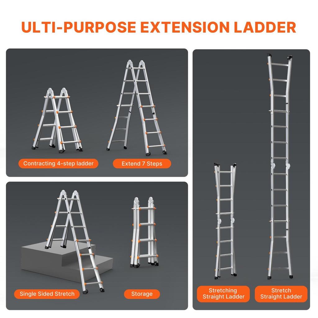 Telescoping Ladder A Frame 13 FT Extension Multi-Function for Homework