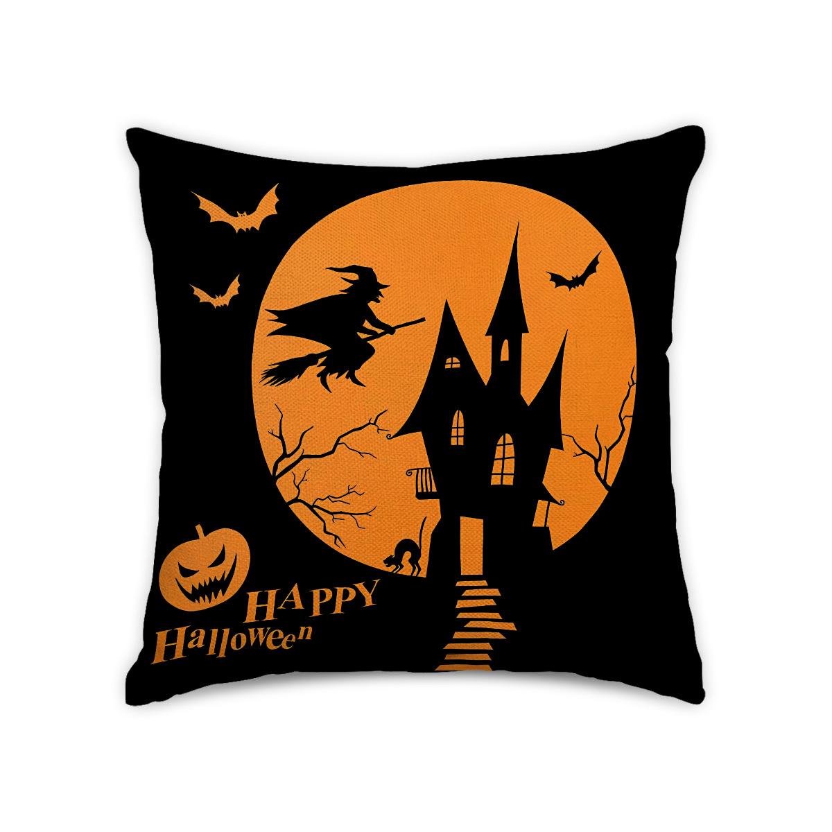 

1pc Halloween Cushion Cover with Castle Web Witch Ghost Pattern Pillowcase for Festival Living Room Bedroom Decoration 45x45cm 45x45cm