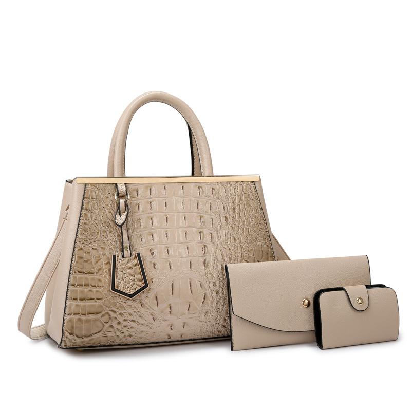 Crocodile Pattern Portable Tote Bag Women's Bag New Fashionable Large-capacity Shoulder Bag Light Luxury Texture Three-piece Messenger Bag