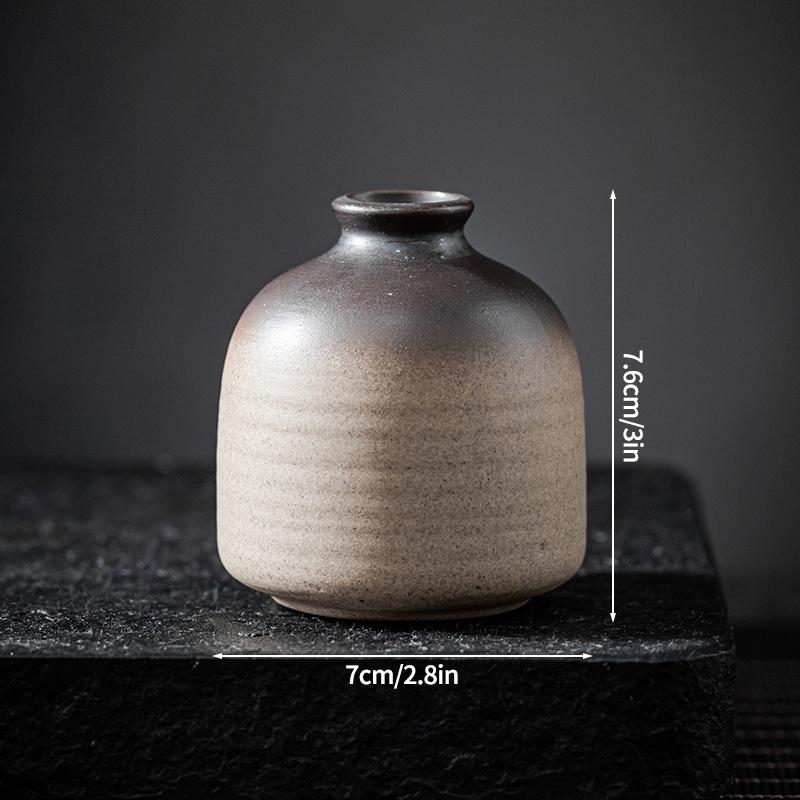 Japanese Ceramic Vase Handmade Retro Flower Vases Simple Mini Bud Vase Wedding Flower Arrangement Living Room Home Decoration