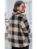 Karierter Plüschmantel mit langen Ärmeln und aufgesetzten Taschen - Europäische & Amerikanische Wintermode
