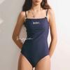 1011 new Japanese and Korean girls swimsuit pure desire wind small pit strip texture fabric simple swimsuit sweet one-piece swimsuit