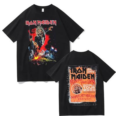 Herr T-shirts Iron Maiden Run for Your Lives World Tour 2025 Arnhem Nederländerna Holländsk Exklusiv Merchandise T-shirt På Gelredome T-shirt