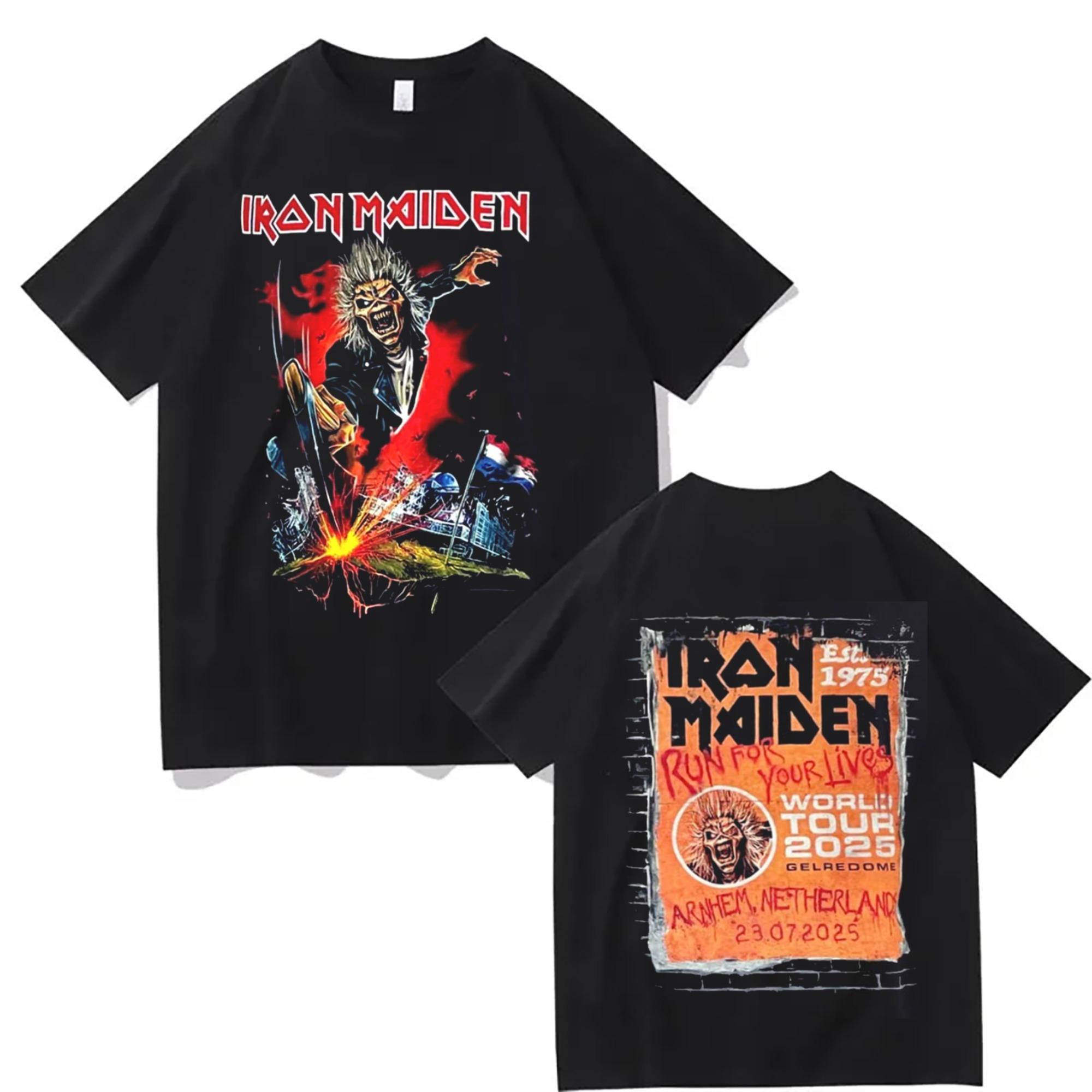 

Мужские футболки Iron Maiden Run for Your Lives World Tour 2025 Арнем Нидерланды Голландский эксклюзивный мерч футболка на Gelredome L