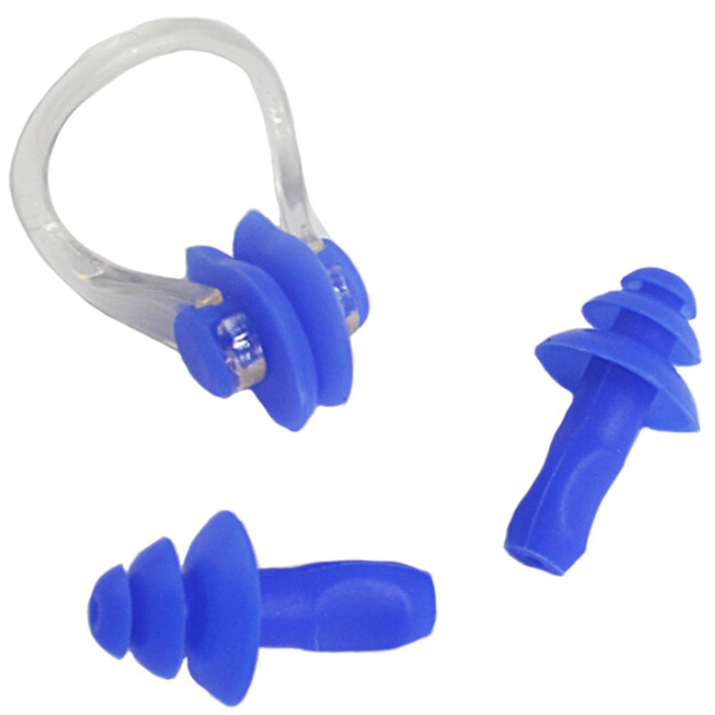 W32 Swimming Earplug Nose Clip Set Three-layer Silicone Waterproof For Surfing Diving Swimming