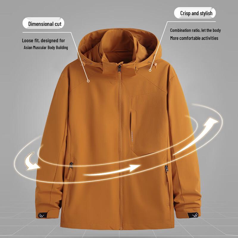 Dibenze Men's Plus Size Hooded Loose Fit Casual Windbreaker Jacket