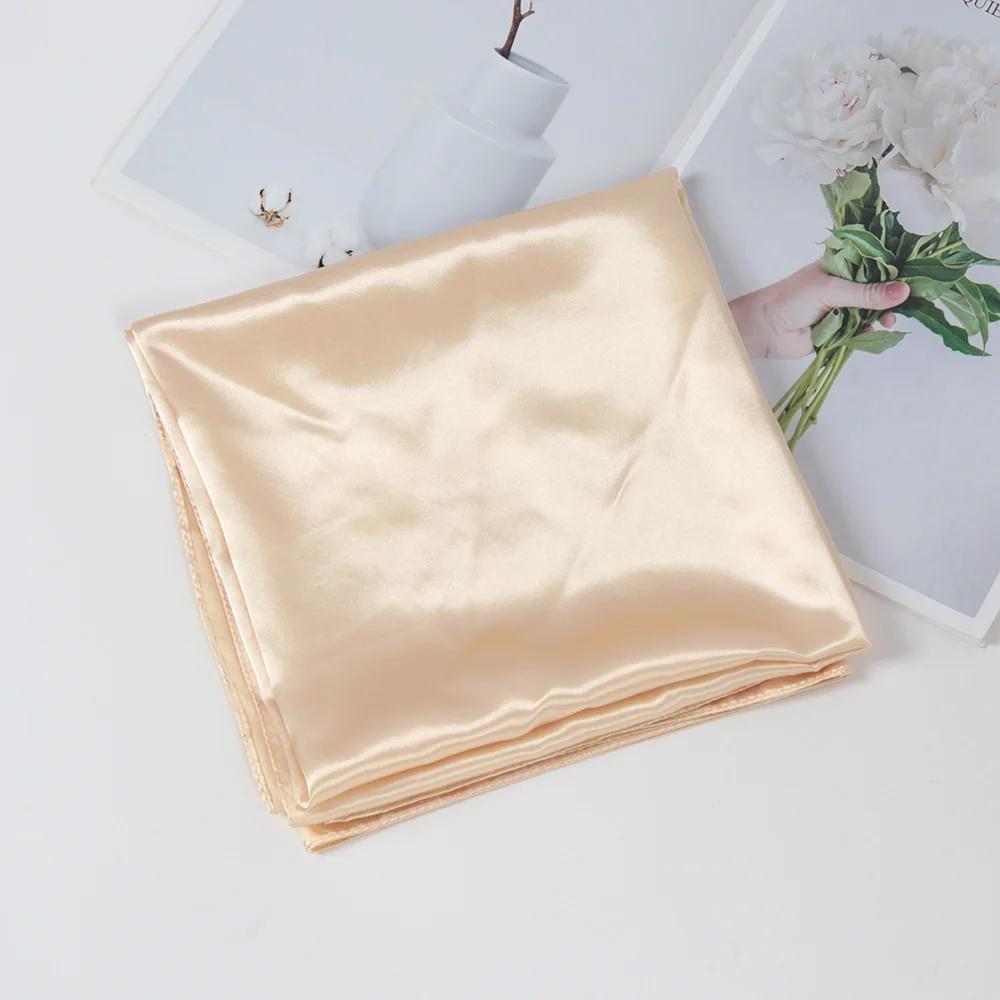 90cm*90cm Solid Color Satin Square Head Scarf Women Fashion Square Head Wrap Shawl Scarves Foulard Hijab Neckerchief Bandana
