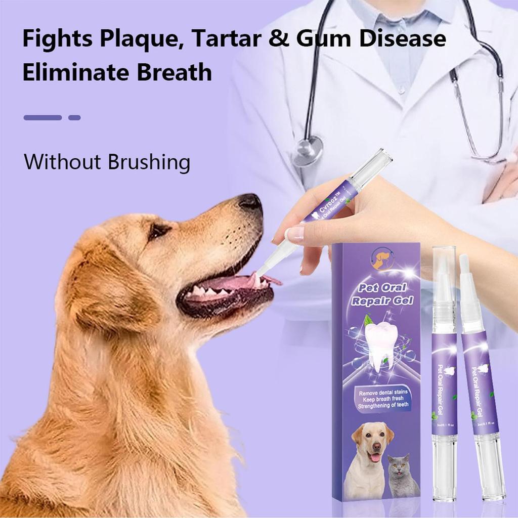 Pet Repair Gel Dog Cat Teeth Cleaning Pen Natural Dog Toothpaste Gel Pet Breath Freshener Eliminate Bad Breath Oral Care