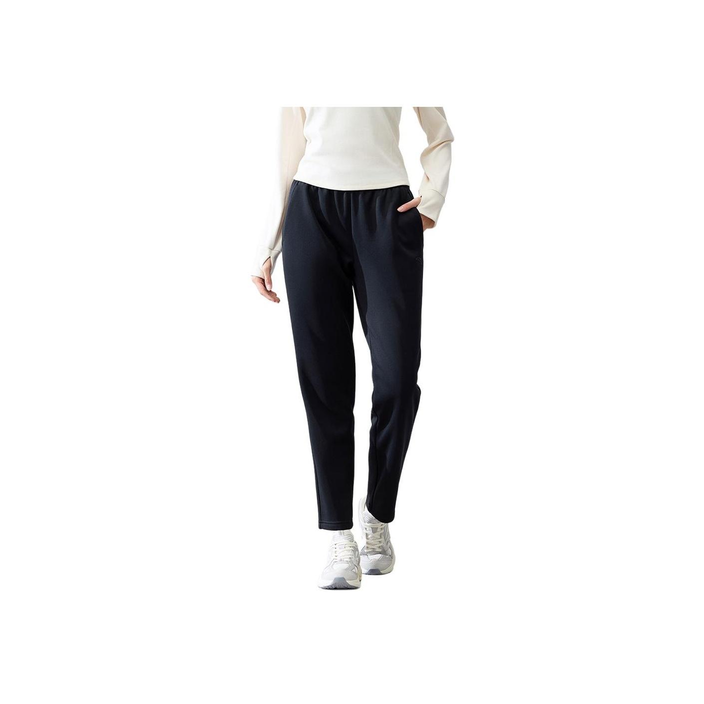 

Anta Comfortable Casual Simple Straight Leg Mid Waist Fleece Lined Warm Knitted Sports Pants Women bottoms Basic-Black 962445301-1 2XL