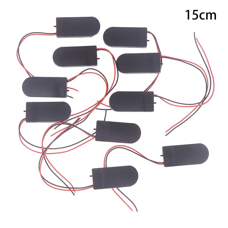 10Pcs For Cr2032 Button Coin Cell Battery Holder Case Cover With On-Off Switch+10/15Cm Leads Wire Battery Box Dual Slots