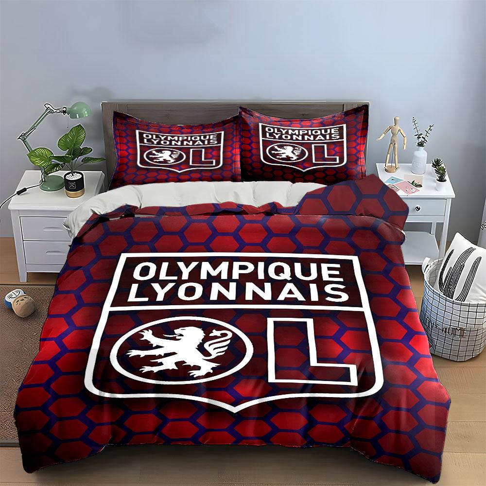 "Olympique Lyonnais Bedding Set" Bedding Duvet Cover Set Duvet Cover Pillowcases (1 * Duvet Cover 2 * Pillowcases, Without Duvet Insert)