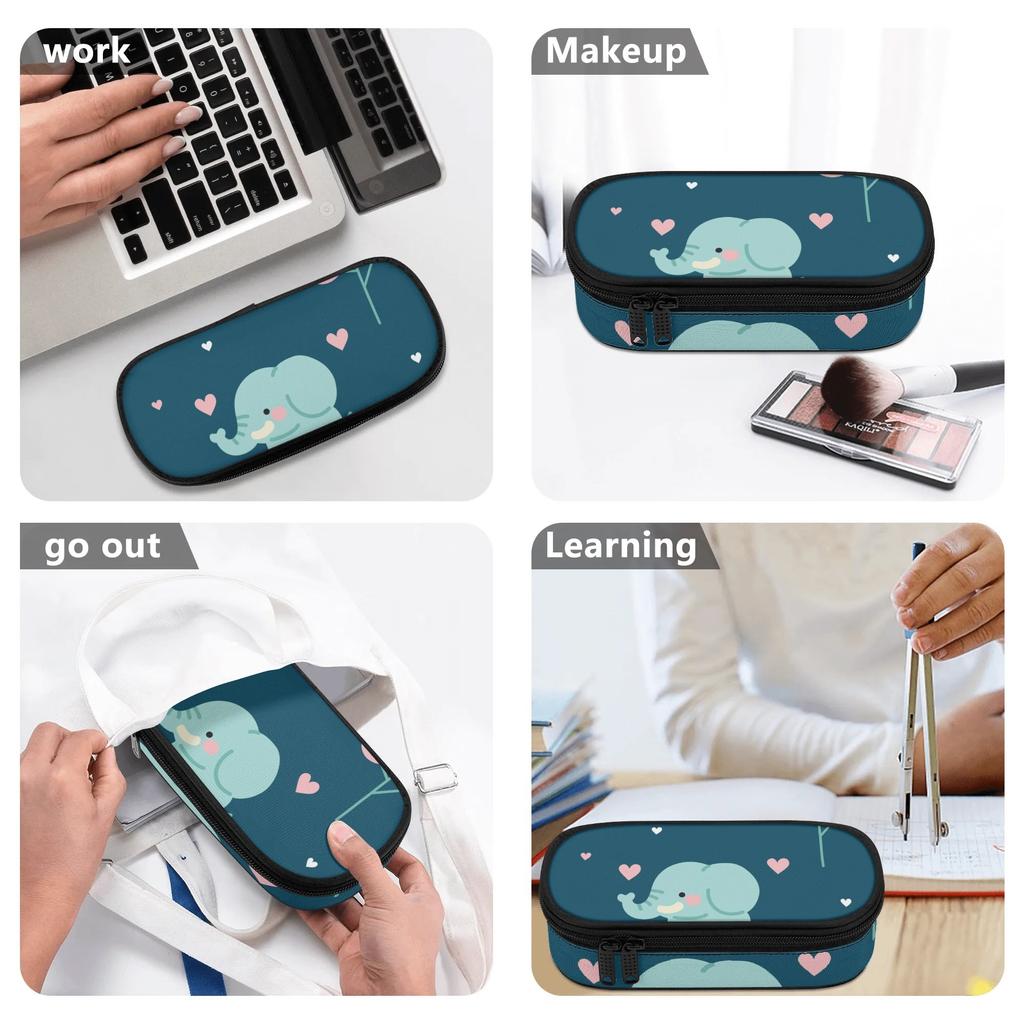 Pencil Pouch High Capacity Durable 300D Polyester Easy Open Zipper with Main Compartment Mesh Pocket and Pen Slots for Boys Girls