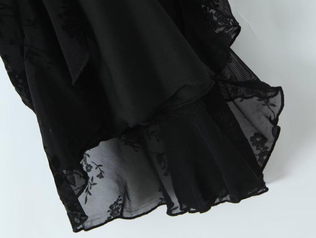 Autumn 2025 European Style Women's Black Mini Slip Dress