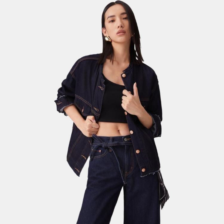 Levis 90s Loose Fit Shoulder Versatile Simple Jacket Women Jacket Dark-Blue 001C2-0001