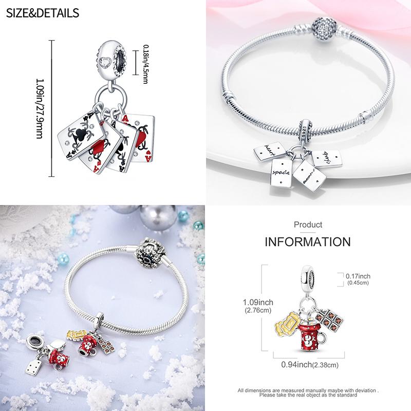 Red Copper Pomegranate Lipstick Apple Ladybug Playing Cards Charms Beads 3Mm Diy Fine Jewelry