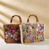 2025 Luxury Sequins Embroidery Large Tote Bags New Fashion Bamboo Handle Women Handags Lady Woven Straw Flower Summer Beach Bag