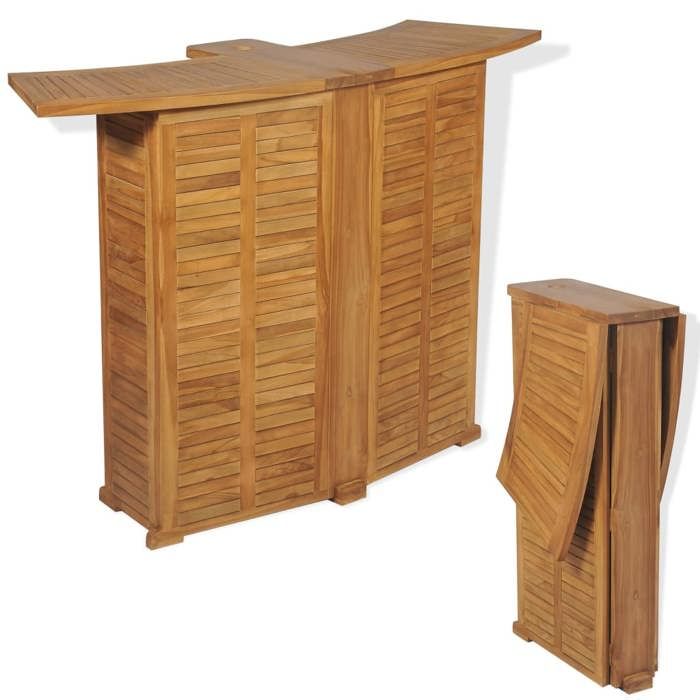 VidaXL Table pliable de bar 155x53x105 cm Bois de teck solide