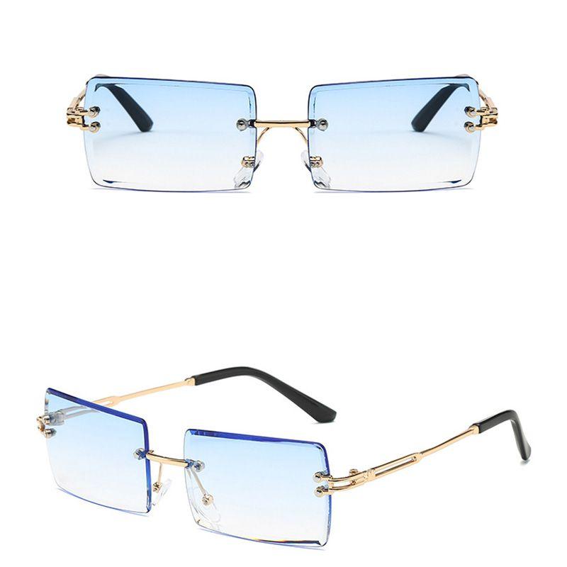 Rimless Sunglasses Womens Rectangle Shades Summer Fashion Trendy Uv400 Eyewear