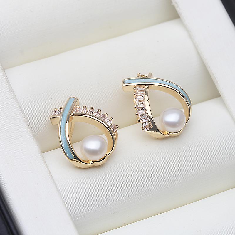 

Bridal Natural Fresh Water Pearl Earrings,925 Sterling Silver Pearl Stud Earrings Wife Mother Day Valentine Gift White Black