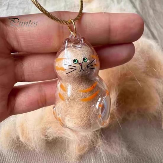 Elegant Pet Fur Memory Jar Cat Hair Storage Bottle Transparent Keepsake Keychain Memorial for Collecting And Dog Gift Pets