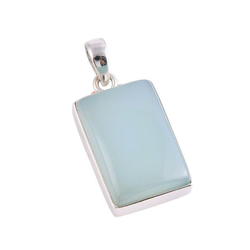 Natural Aqua Chalcedony Gemstone Handmade 925 Solid Silver Pendant 1.50'' I1j66