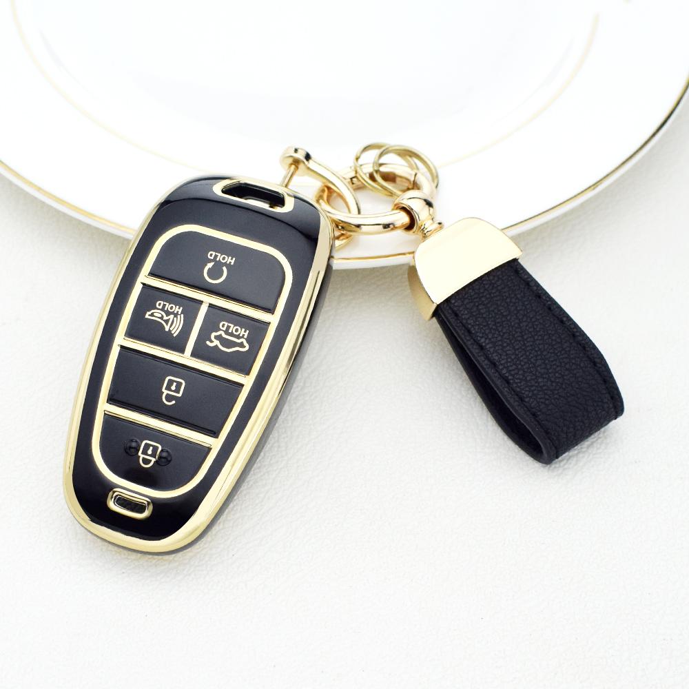 

5 Buttons TPU Car Key Holder Case Cover For Hyundai Tucson Solaris Sonata Hybrid NEXO NX4 Santafe Dn8 2020 2021 2022 Accessories чорний
