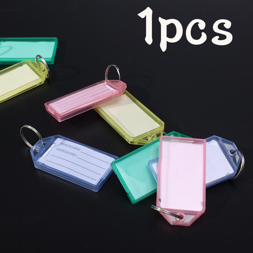 

Красочные пластиковые бирки для ключей с клапаном, прозрачный брелок с разъемным кольцом, двухсторонняя маркировочная пластина, бирка для идентификации багажа, милые подарки