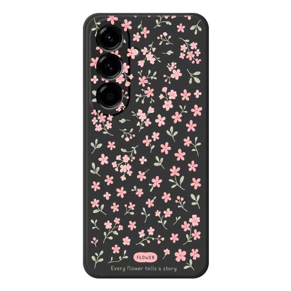 

Чехол для Samsung Galaxy A56 5G Розовый с принтом мелких цветов Прямоугольный ТПУ Задняя крышка для телефона Black