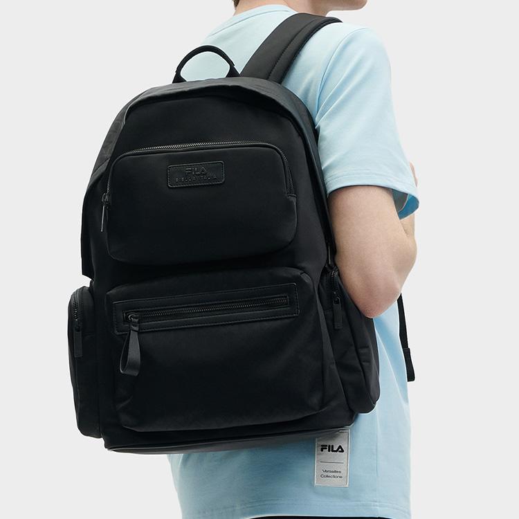 FILA Fashion Casual Multi-Pocket Fabric Mini Backpack Men backpacks Black F13M428103FBK