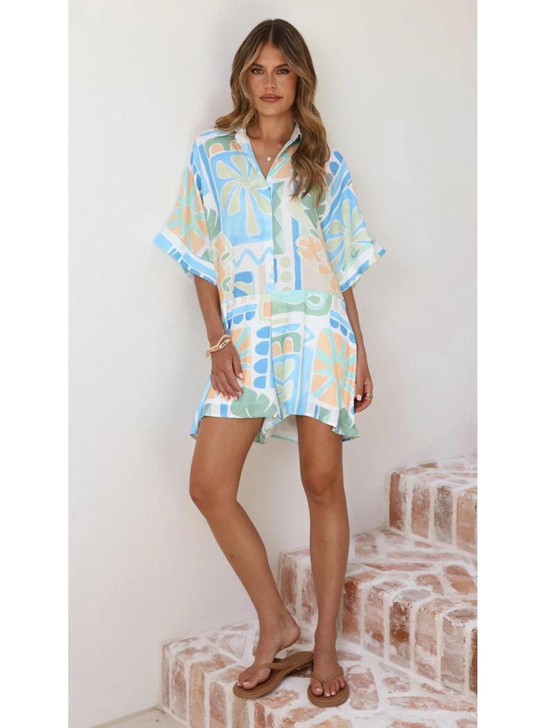 2025 Loose Casual Holiday Printed Linen Jumpsuit