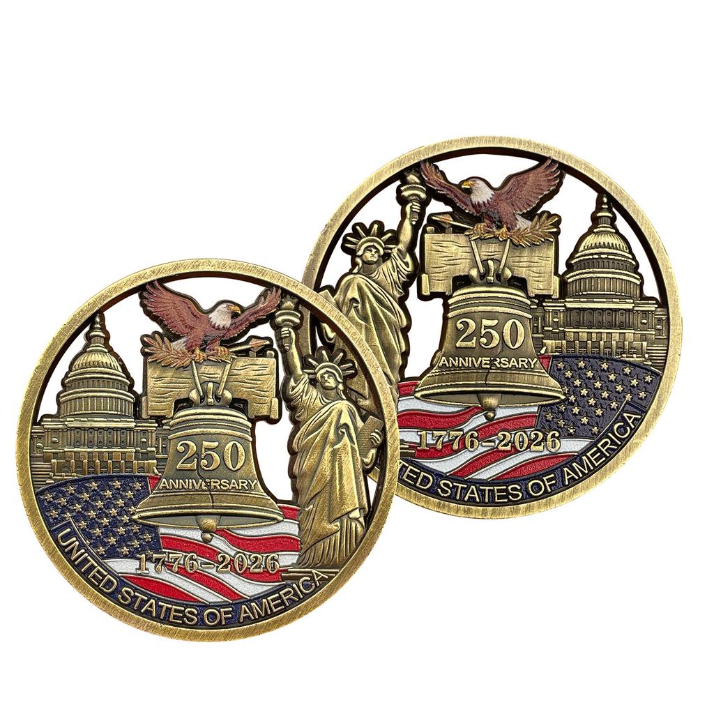 250th Anniversary Commemorative Coin Independence Day Founding Medal Challenge Coin Embossed Metal Coin Color Printed Badge