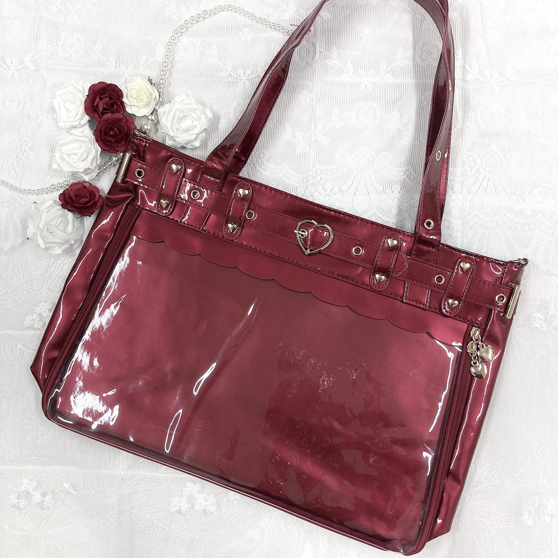 

G-Trigger Ita Bag with Heart Belt, Transparent, Clear, Perfect for Showing Off Your Favorite Anime, Otaku Activities, Red, W45cm x H30cm, Adult