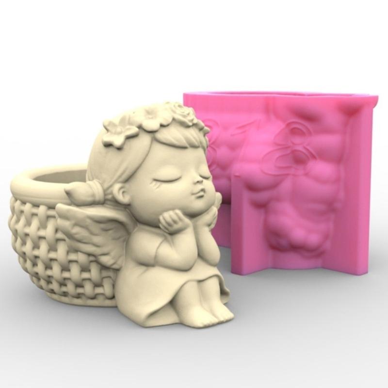 4 Pack Planter Mold Flowerpots Molds Girl Shaped Silicone Concrete Mould Hand-Making Supplies for DIY Flowerpot Crafting