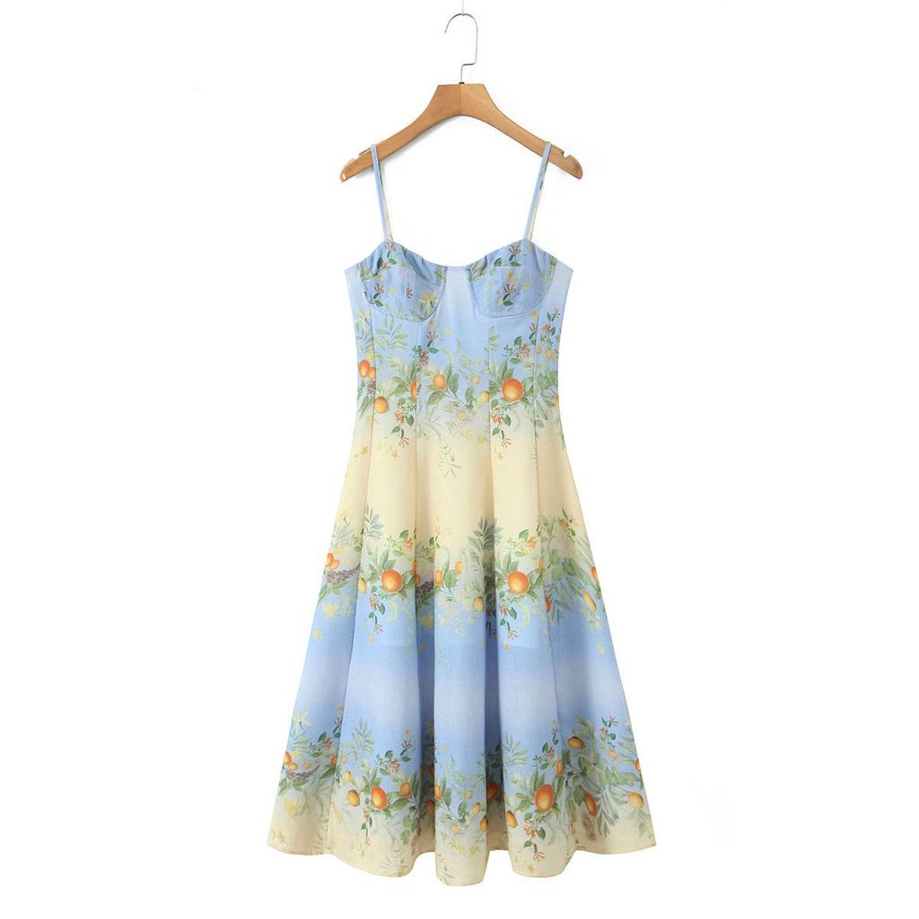 2025 Autumn European Style Women's Bohemian Resort Print Dress 7733