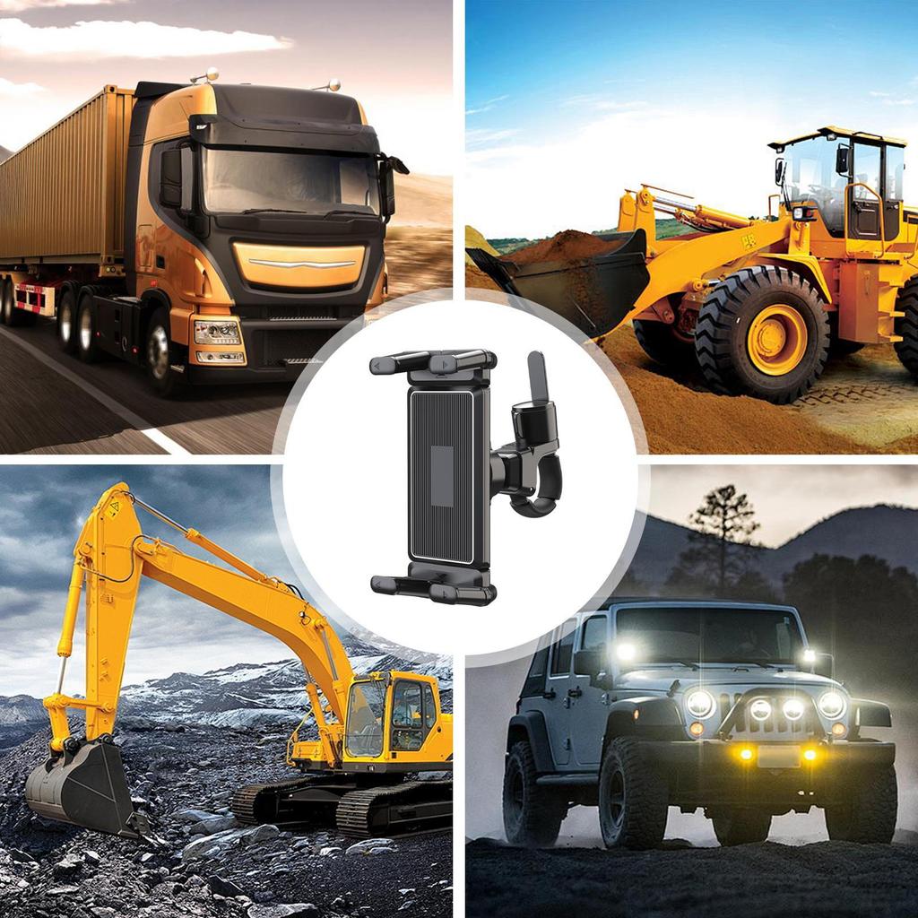 Heavy Duty Truck Phone Mount Vibration Proof with Super Clamp Secure Holder for Excavator Forklift Dashboard, Anti-Shake