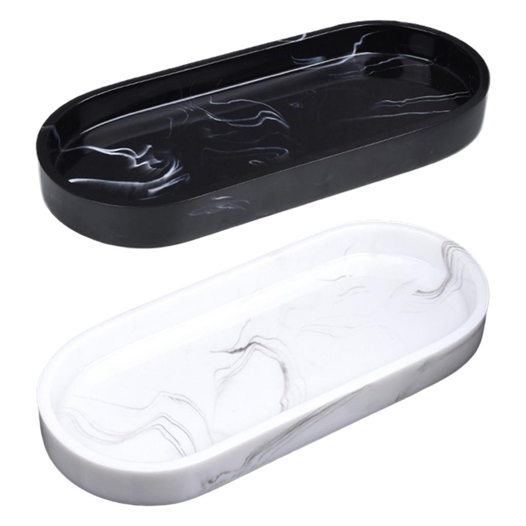 Marbling Bathroom Dresser Vanity Tray Plate Holder Organizer Rectangular