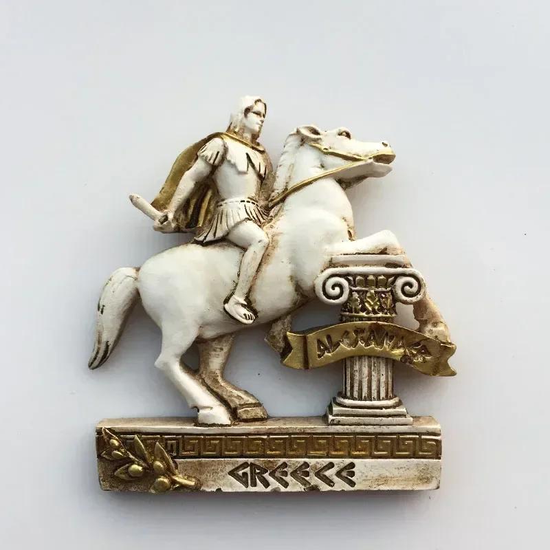 Griechische Touristen-Souvenirs Kühlschrankmagnet Griechenland Flagge Samurai Spartanischer Helm Handbemalung Magnetische Kühlschrankaufkleber Geschenkideen