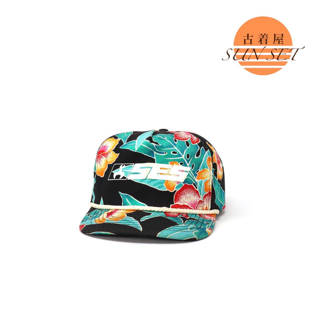 

[USED] 90s Taiwanese Vintage Aloha Cap with Corporate Print and Rope, Black
