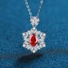 Women's S925 Sterling Silver Necklace with Aquamarine, Padparadscha, and High Carbon Diamond Pendant