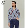 Same Style JZ Casual Geometric Loose Wool Sweater for Women In the Mall, 2024 Autumn New Item