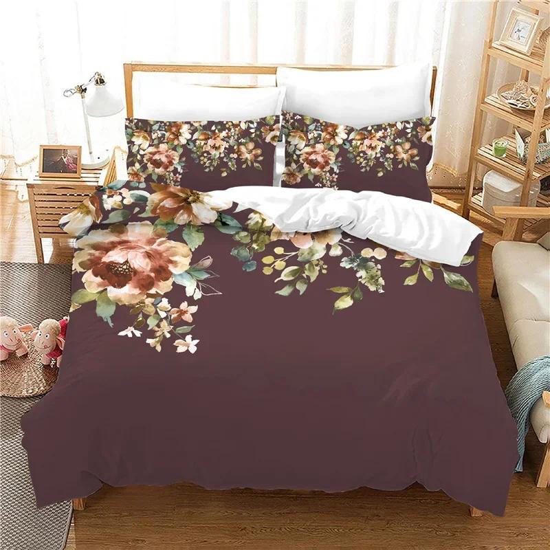 Print Bedroom Set Bedding Jacquard Bed Linens Hd Flowers Bed Cover Sets With Pillowcases 228X228 EuAu Us Size Duvet Cover Set