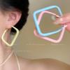 Dopamine Square Earrings Women's Fashion Colorful Vacation Style Earrings, Ear Buckles, Unique Fashion Exaggerated Earrings