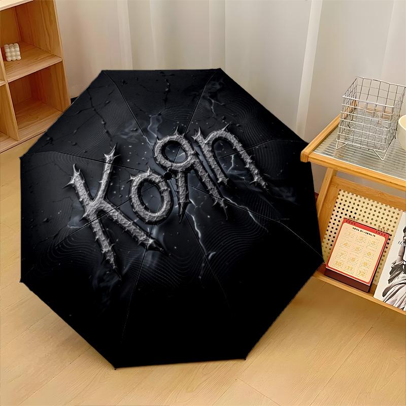 Korn Print 8?Ribs Automatic Umbrella Wind Resistant Lightweight Folding Umbrella For Outdoor Travel