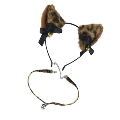 2 Stück Plüsch Katzenohren Stirnband & Halsband für Damen Katzen Kostüm Zubehör Halloween Cosplay Kostüm für Kostümparty