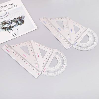 Set 4 bucăți de rechizite școlare pentru desen, riglă triunghiulară pătrată, raportor din aliaj de aluminiu