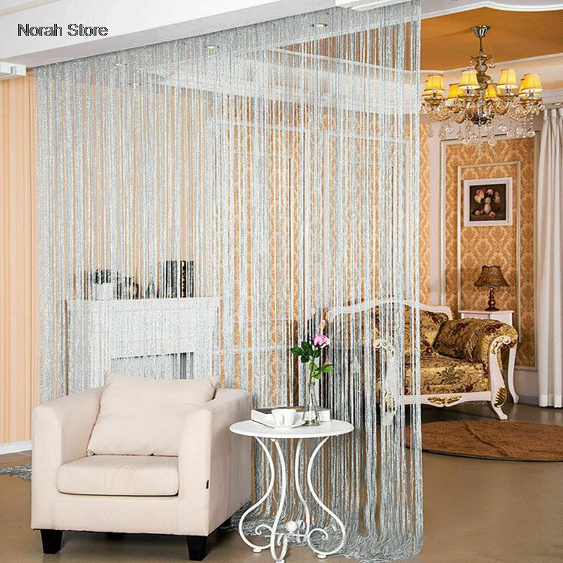 1x2m String Curtain Shiny Tassel Line Curtains Window Door Divider Drape for Home Living Room Cafe interior Decorations Valance