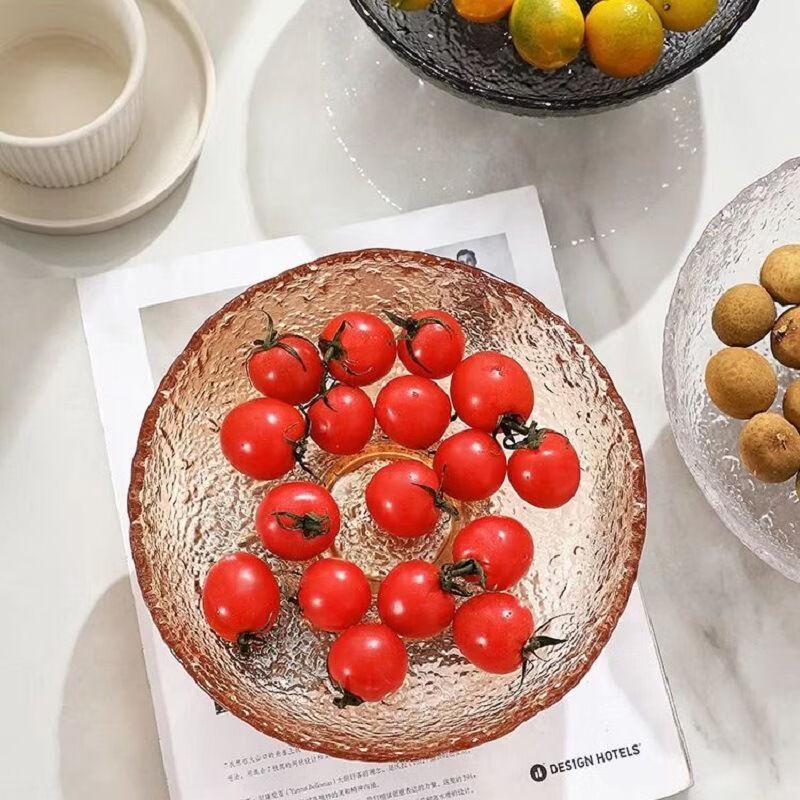 Japanese Style Hammered Glass Pedestal Fruit & Snack Plate