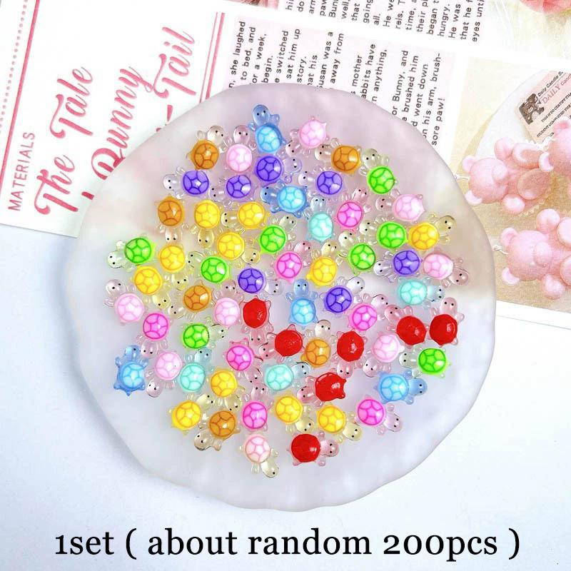 

WTEMPO Resin Mini Cute Turtle Nail Charms Kit Mixed Tiny 3D Little Turtle Glow in The Dark DIY Crafts Gifts Aquarium & Fish Tank Miniature Decorations random*200pcs разноцветный
