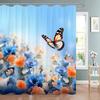 Beautiful Floral and Butterfly Print Shower Curtain Natural Botanical Floral Home Art Shower Curtains Bathroom Decor With Hooks