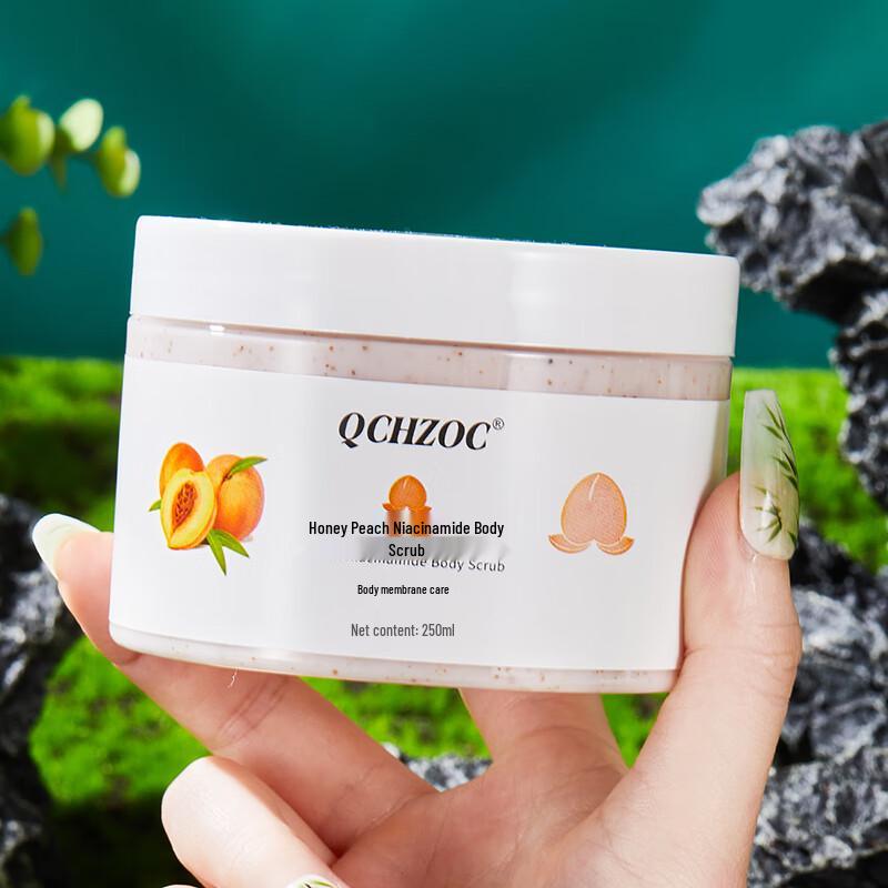 QCHZOC Peach Nicotinamide Body Scrub & Shower Gel Set